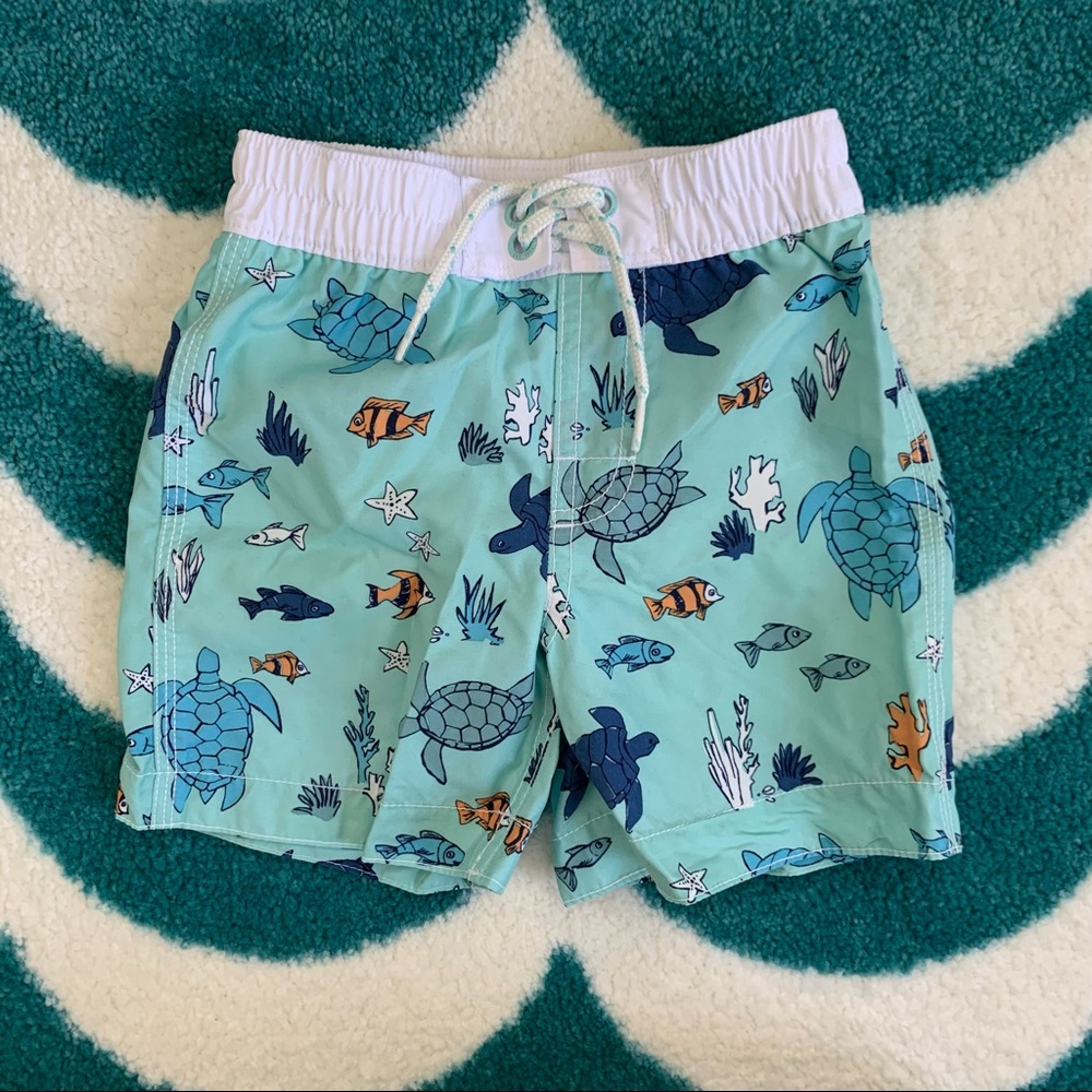 BabyGap Sea Life Swim Trunks (Aqua/Blue/Orange) Size 2T.